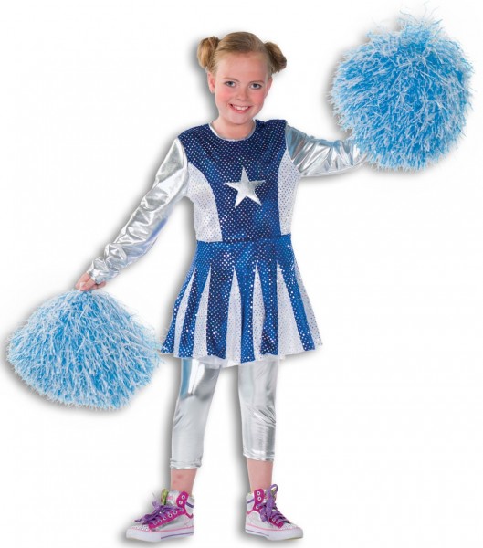 Blauw en wit cheerleader kostuum voor kinderen