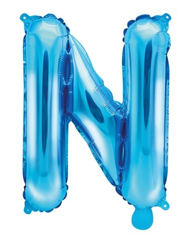Foil balloon N azure blue 35cm