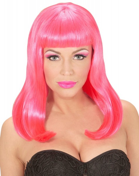 Neon pink party wig Peyton 3