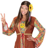 Hippie Perücke mit buntem Haarband