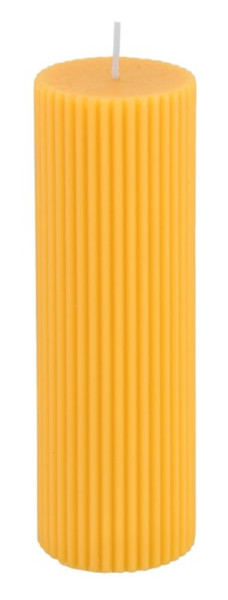 Staande kaars geribbeld geel 5 x 15cm