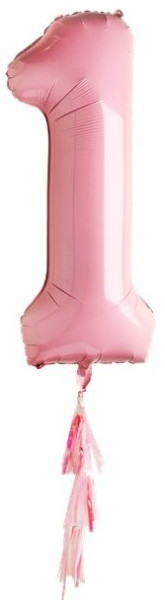 XXL 1st birthday foil balloon pastel pink 1.02m
