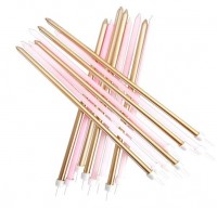 16 XXL cake candles pink-gold 18cm