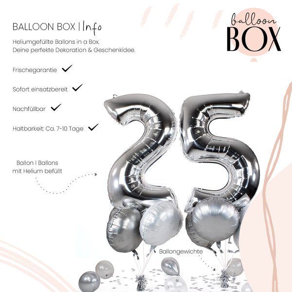 10 Heliumballons in der Box Silber 25 3