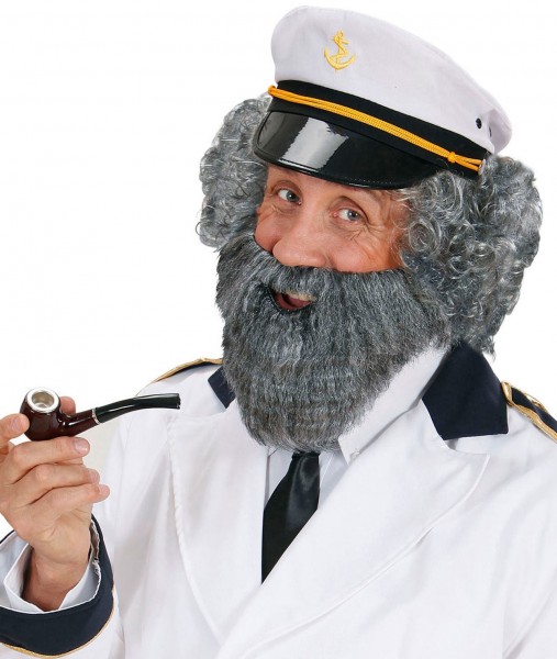 Gray full beard with mustache