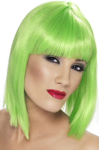 Neon green long bob wig