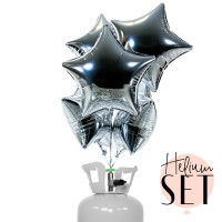 Vorschau: Glossy - Pure Silver Ballonbouquet-Set mit Heliumbehälter