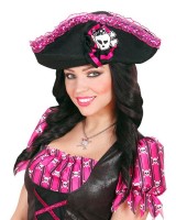 Vorschau: Piratentotenkopf Damenkette In Silber Mit Lila Details