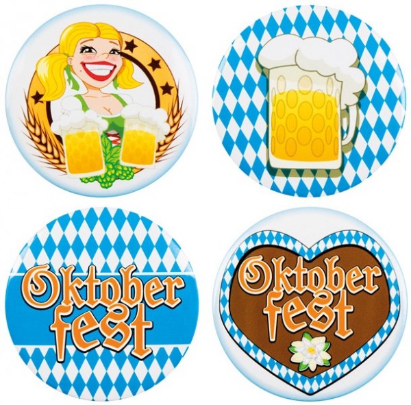 4-Teiliges Bavaria Oktoberfest Button-Set