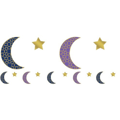6 decoration hanger Eid half moon & stars