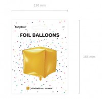 Preview: Cube balloon partylover gold 35cm