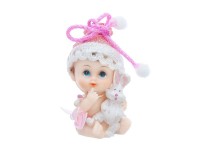 Oversigt: Baby dekoration figur pige med kanin 6cm