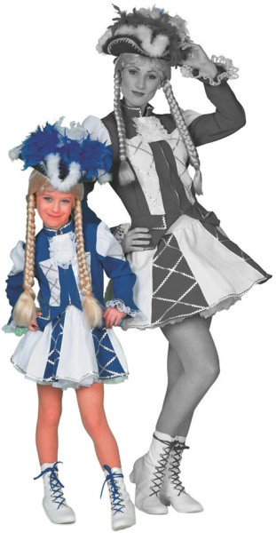 Disfraz infantil Funkenmariechen Tanzmariechen en azul y blanco