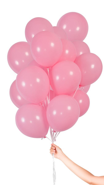 30 ballons roses à ruban 23cm