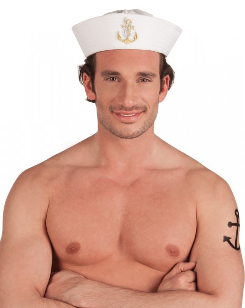 Cappello da marinaio classico con ancora dorata 2