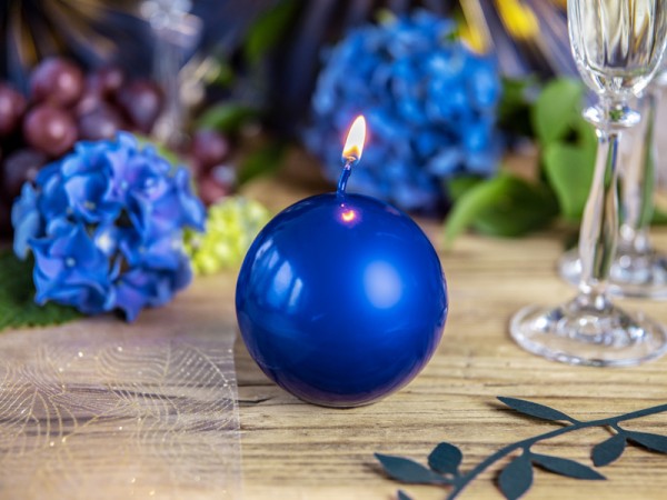 10 candele a sfera Torino blu scuro metallizzato 6cm 2