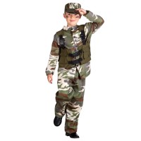 Kinderkostüm Soldat Camouflage mit Weste und Mütze