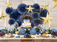 Preview: 3 Party Night Paper Rosettes Navy Blue