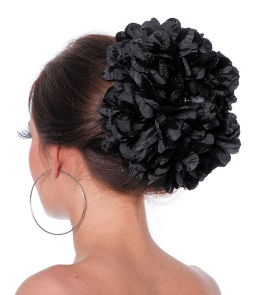 Zwarte bloem plukje haarclip