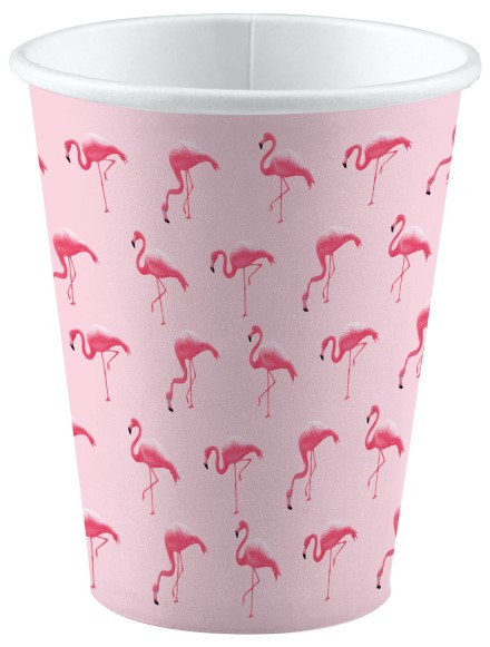 8 papieren bekertjes Flamingo Paradise 250ml