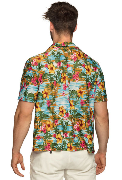 Camisa hawaiana con flor de hibisco para hombre