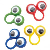4 colorful googly-eye rings