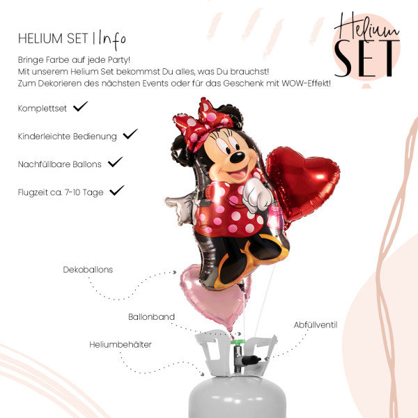 Minnie Ballonbouquet-Set mit Heliumbehälter 3