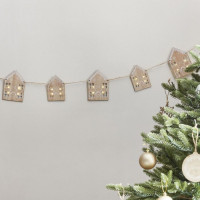 Preview: Natural Christmas houses LED garland 2m