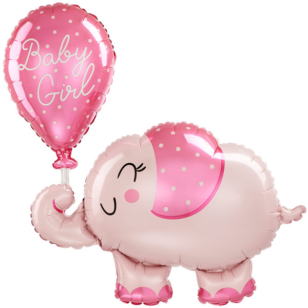 Ballon aluminium Éléphant rose bébé fille 78cm