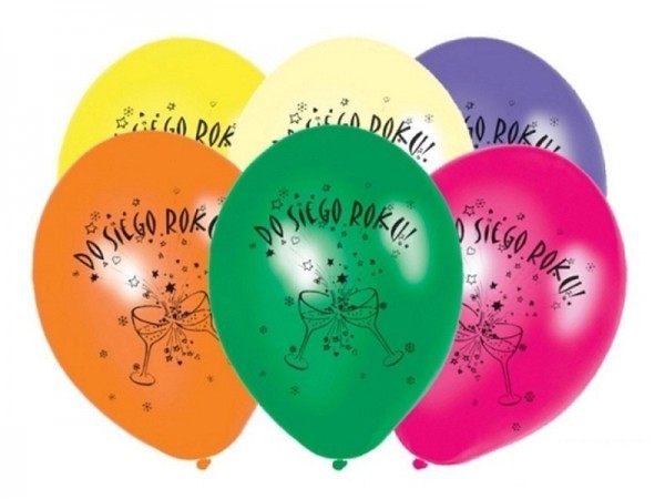 6 balonów sylwestrowych Do Siego Roku 27cm