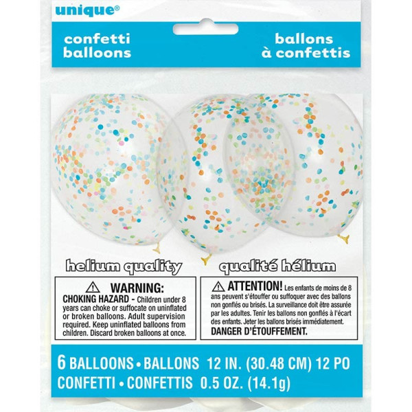 6 kolorowych balonów z konfetti