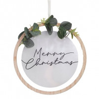 Natural Christmas wooden wreath with eucalyptus