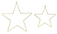 Vorschau: 2 goldene Stern Metallhänger 28cm