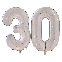 Ballon aluminium numéro 30 élégance crème-or 66cm