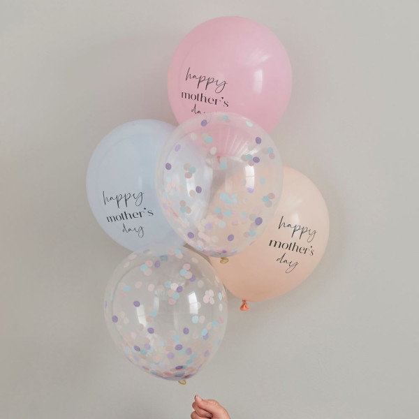 5 ballons en latex Happy Mothers Day Eco