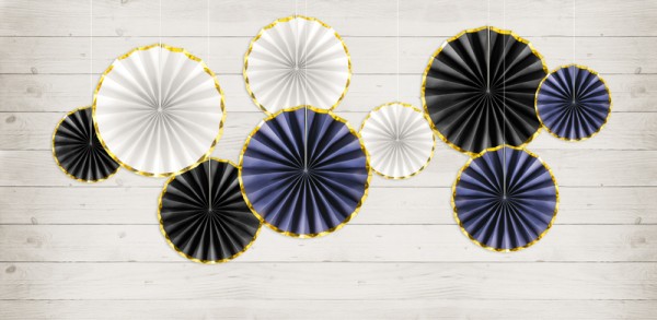3 Party Night Paper Rosettes Navy Blue