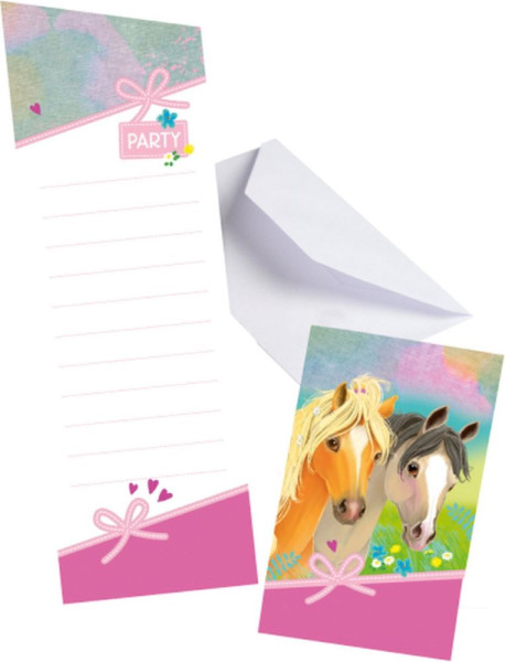 8 cartes d'invitation Pretty Pony avec enveloppe
