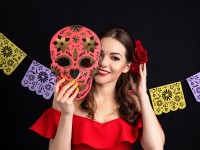 Vista previa: Máscara de cartón rojo del Festival de los Muertos
