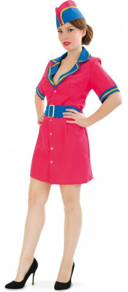 Pinkes Stewardess Kostüm Für Damen