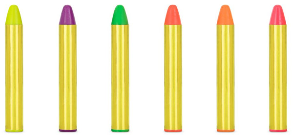 6 farverige neon make-up sticks