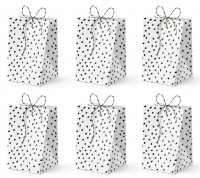 Anteprima: 6 sacchettini regalo bianchi con puntini neri