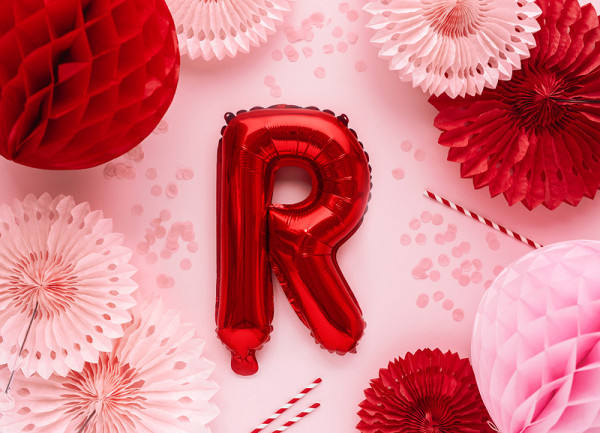Rode R letterballon 35cm