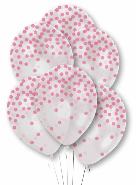 6 ballons confettis roses 27,5cm