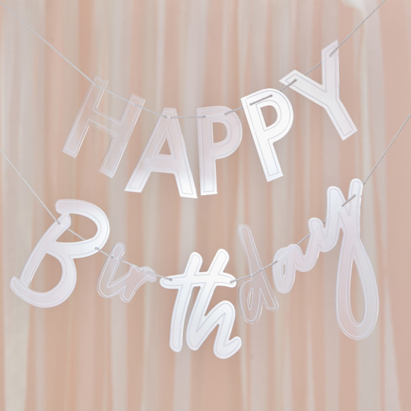 Guirnalda transparente Happy Birthday 3m