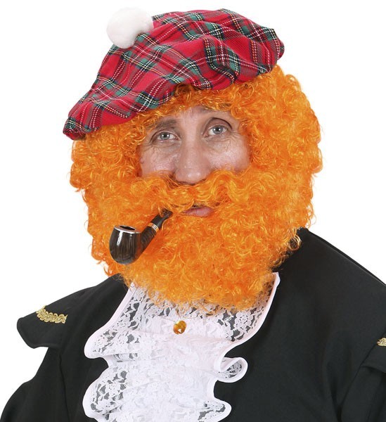 Scottish Tartan Cap with Wig & Beard