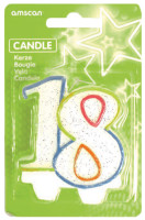18-ta świeczka na tort urodzinowy Kolorowe urodziny