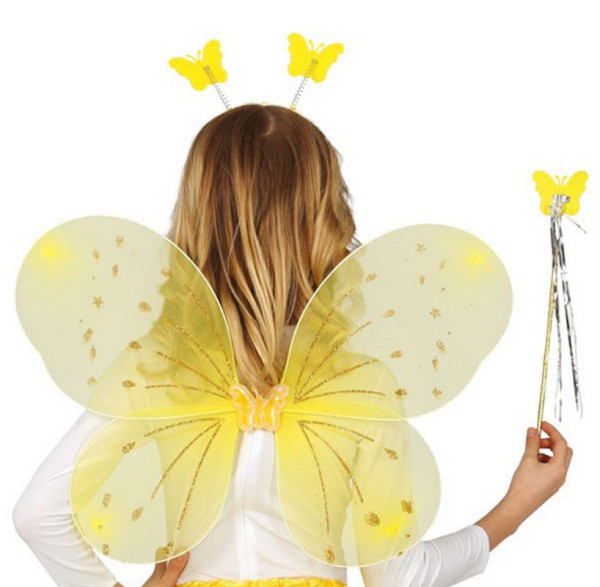 Zestaw 3 motylków w kolorze żółtym