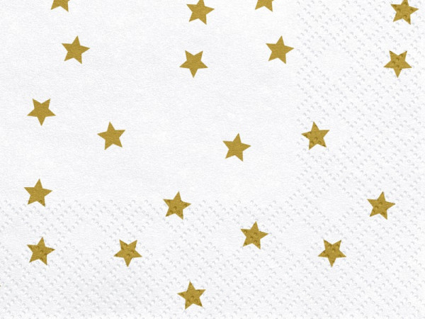 20 witte papieren servetten met gouden sterren 33cm