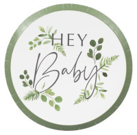 Preview: 8 Botanical baby shower paper plates 24cm