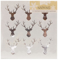 Widok: 20 srebrnych uważnych świątecznych serwetek z jeleniem